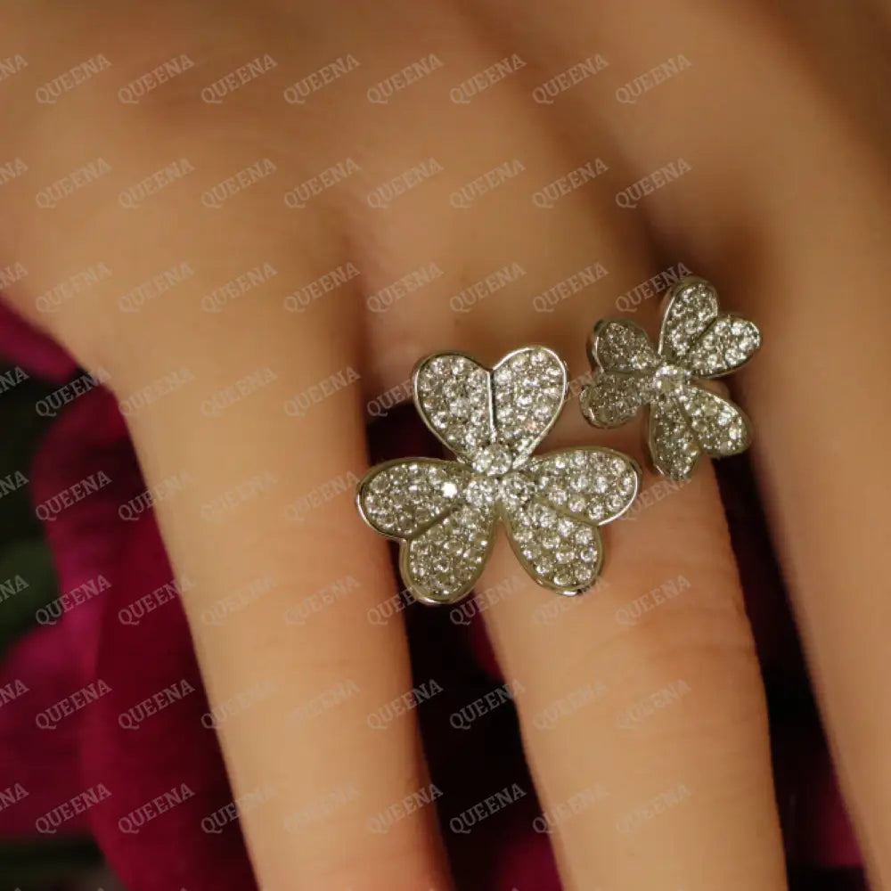 The Royal La Rose Floral Ring Studded with Full Zircon - Adjustable (Free Size) Rings