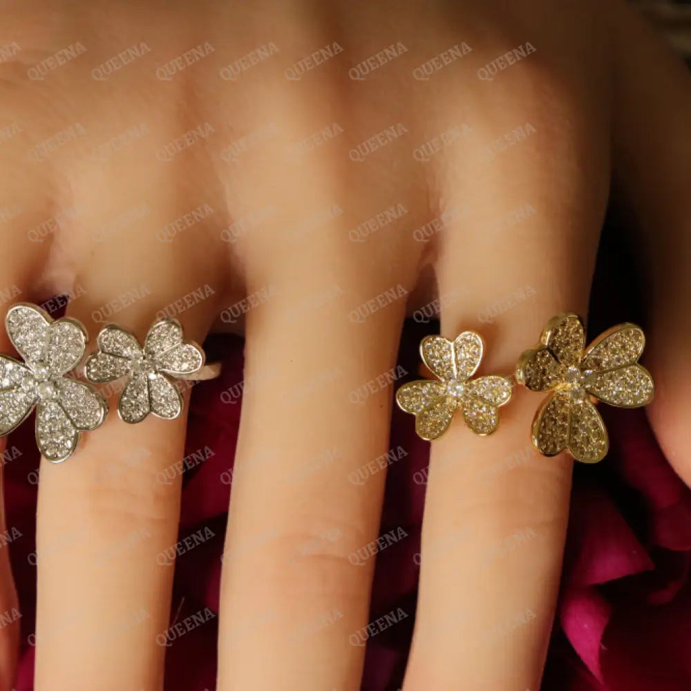 The Royal La Rose Floral Ring Studded with Full Zircon - Adjustable (Free Size) Rings
