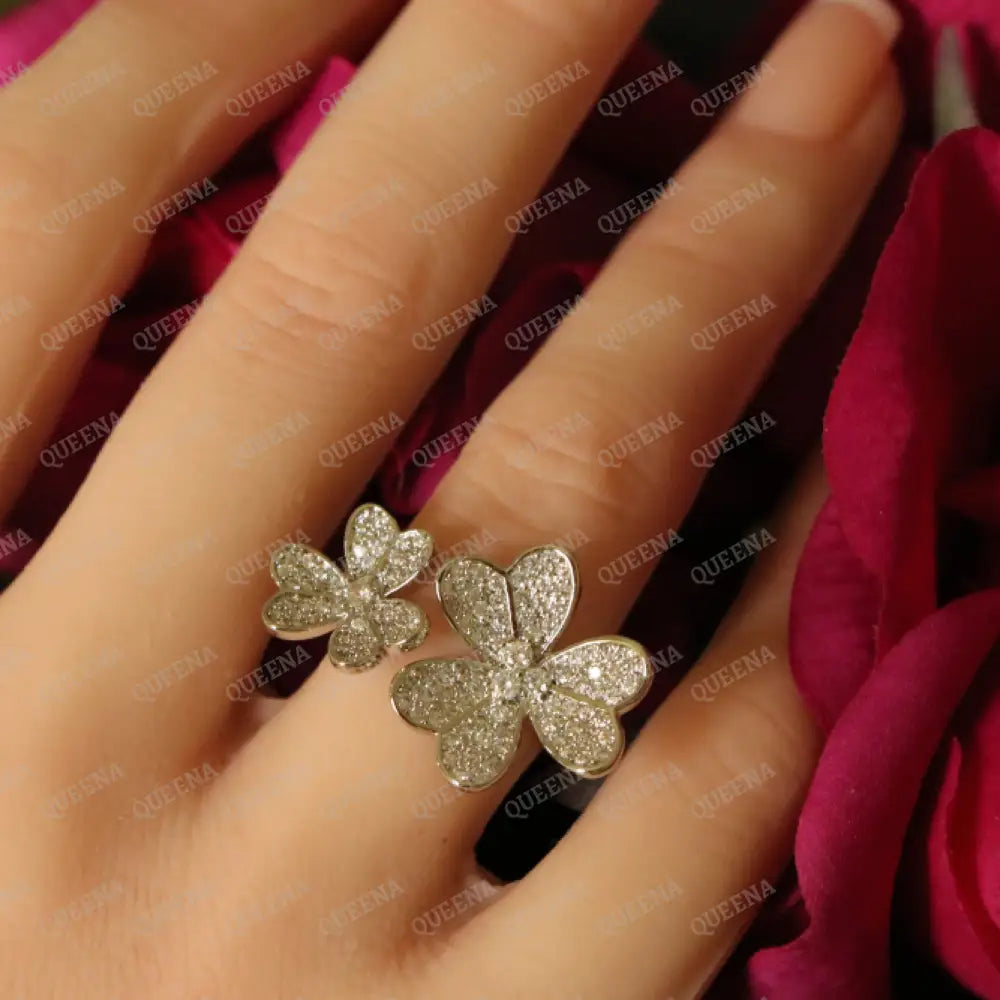 The Royal La Rose Floral Ring Studded with Full Zircon - Adjustable (Free Size) Rings