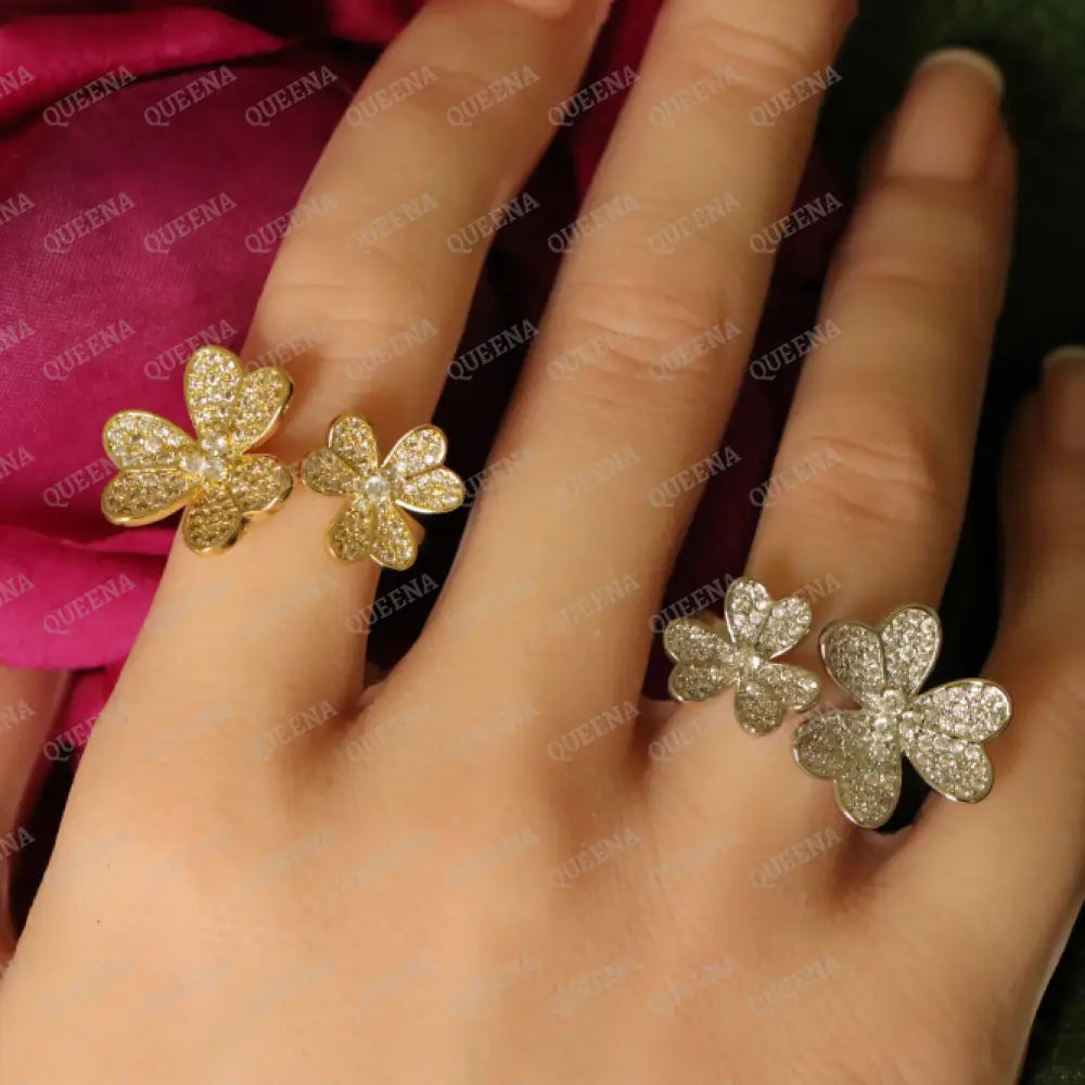 The Royal La Rose Floral Ring Studded with Full Zircon - Adjustable (Free Size) Rings