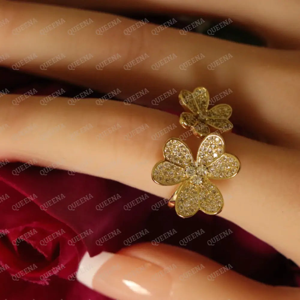 The Royal La Rose Floral Ring Studded with Full Zircon - Adjustable (Free Size) Rings