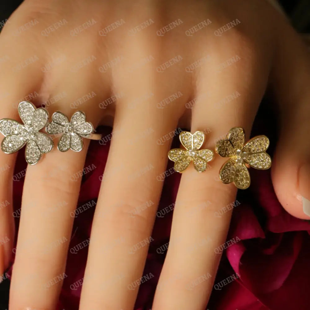 The Royal La Rose Floral Ring Studded with Full Zircon - Adjustable (Free Size) Rings