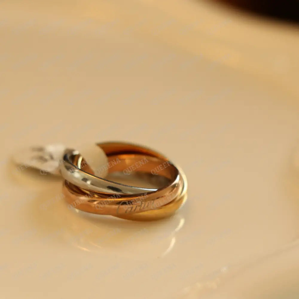 Three Tone Rolling Ring - 925 Sterling Silver With Yellow And Rose Gold Plating Rings