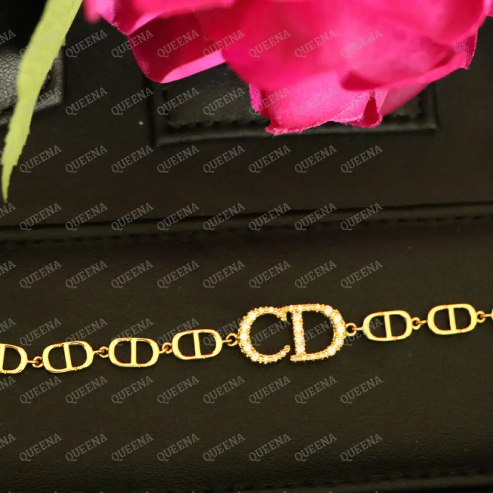 Trendy CD Bracelet Studded with Zircons Bracelet