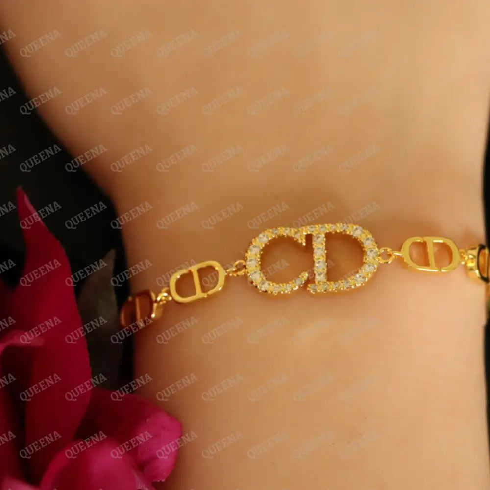 Trendy CD Bracelet Studded with Zircons Bracelet