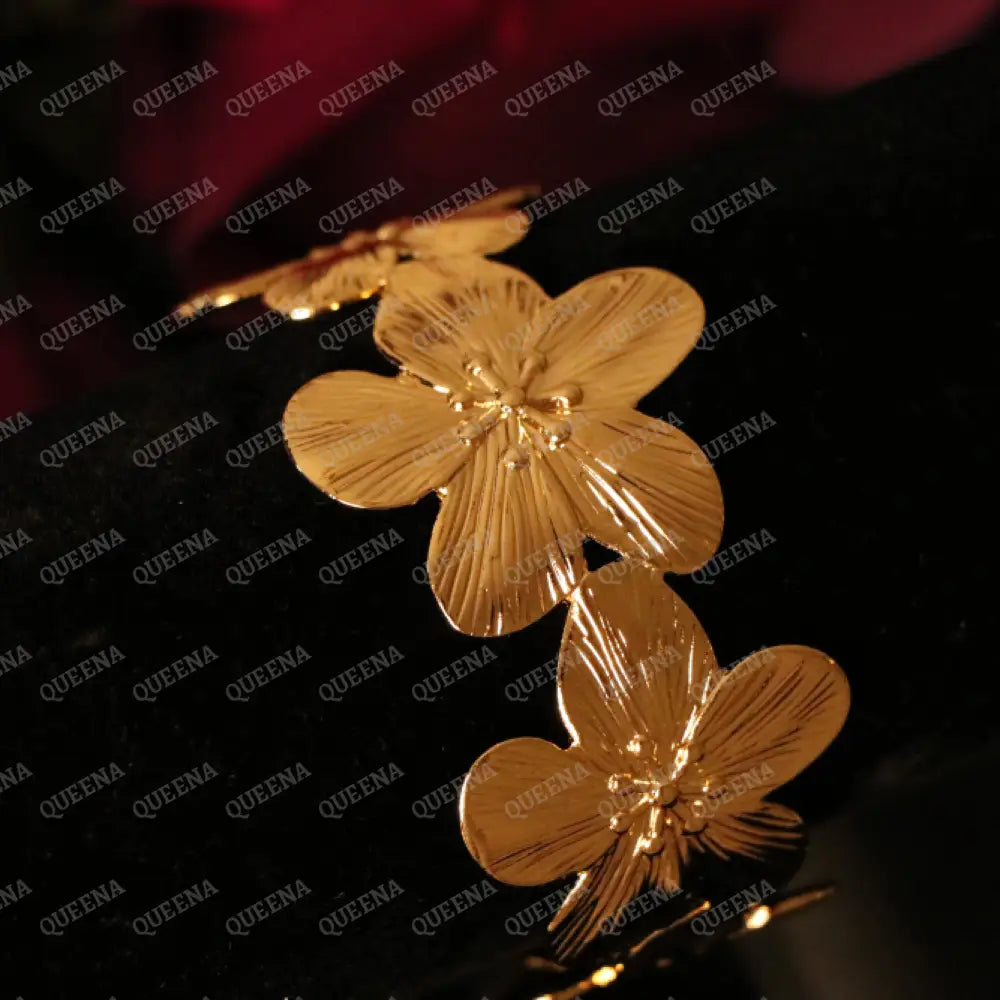 Trendy Chunky Flower Upper Arm Cuff Bangle Bracelet