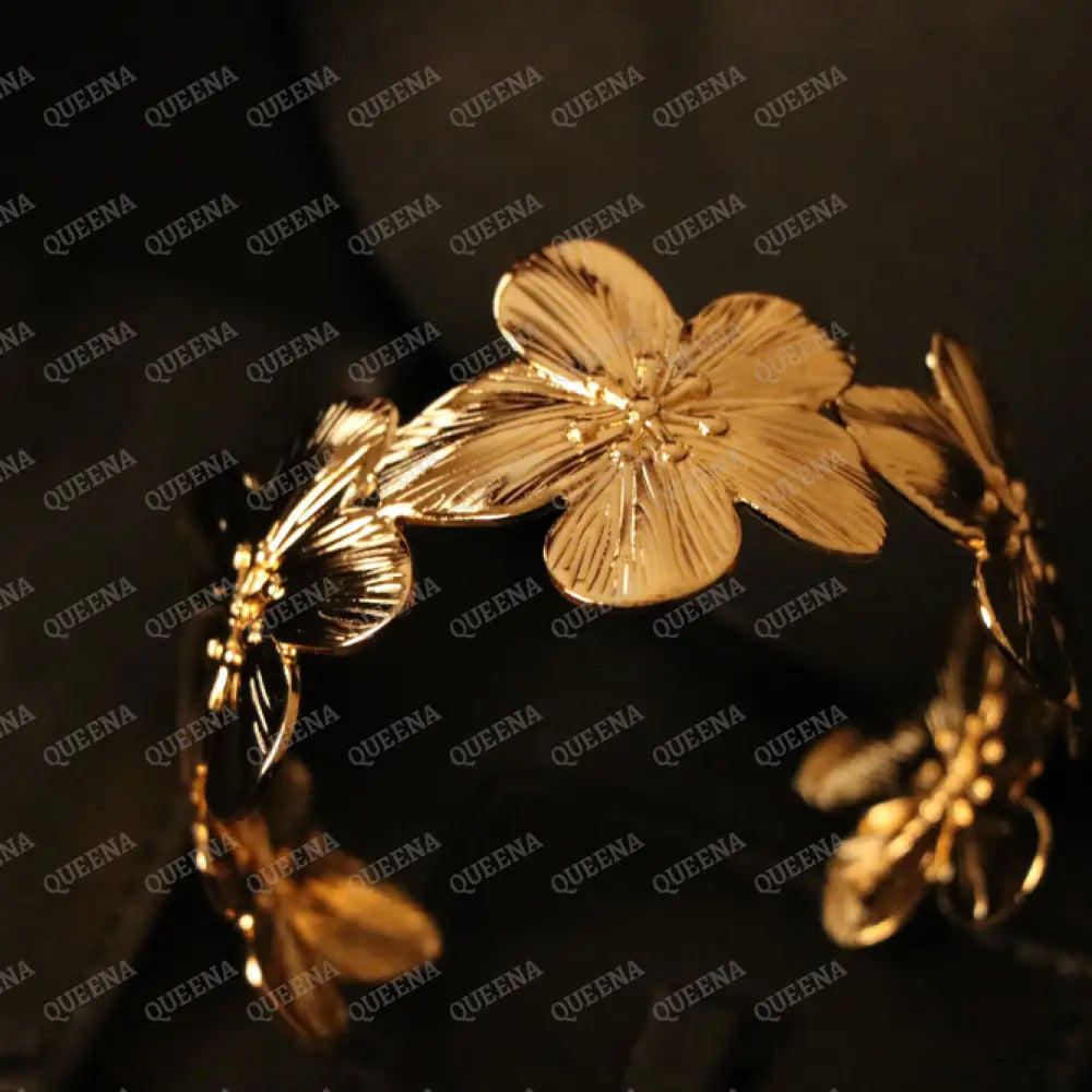 Trendy Chunky Flower Upper Arm Cuff Bangle Bracelet