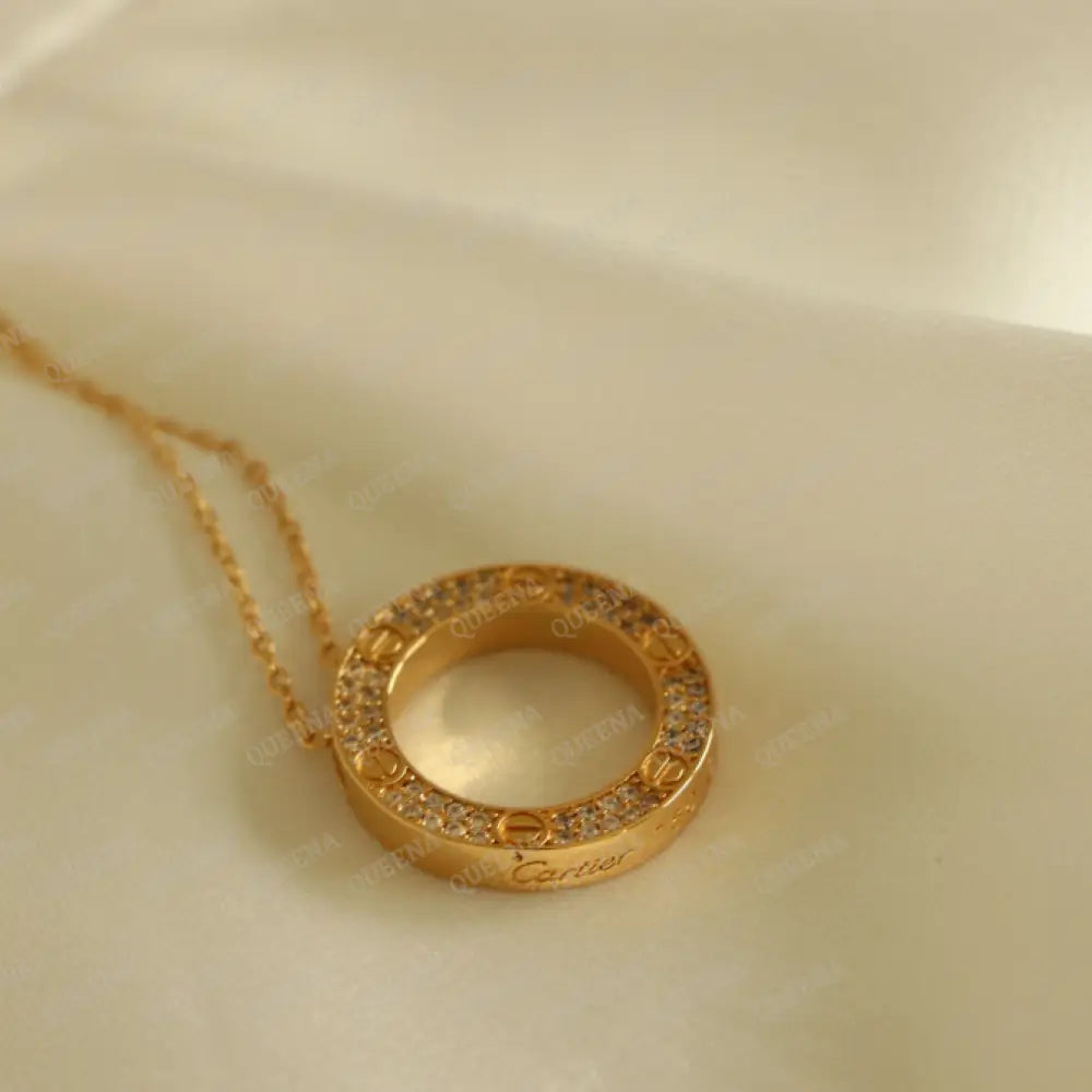 Trendy Iconic Love Circular Pendant Necklace With Zircon Necklaces