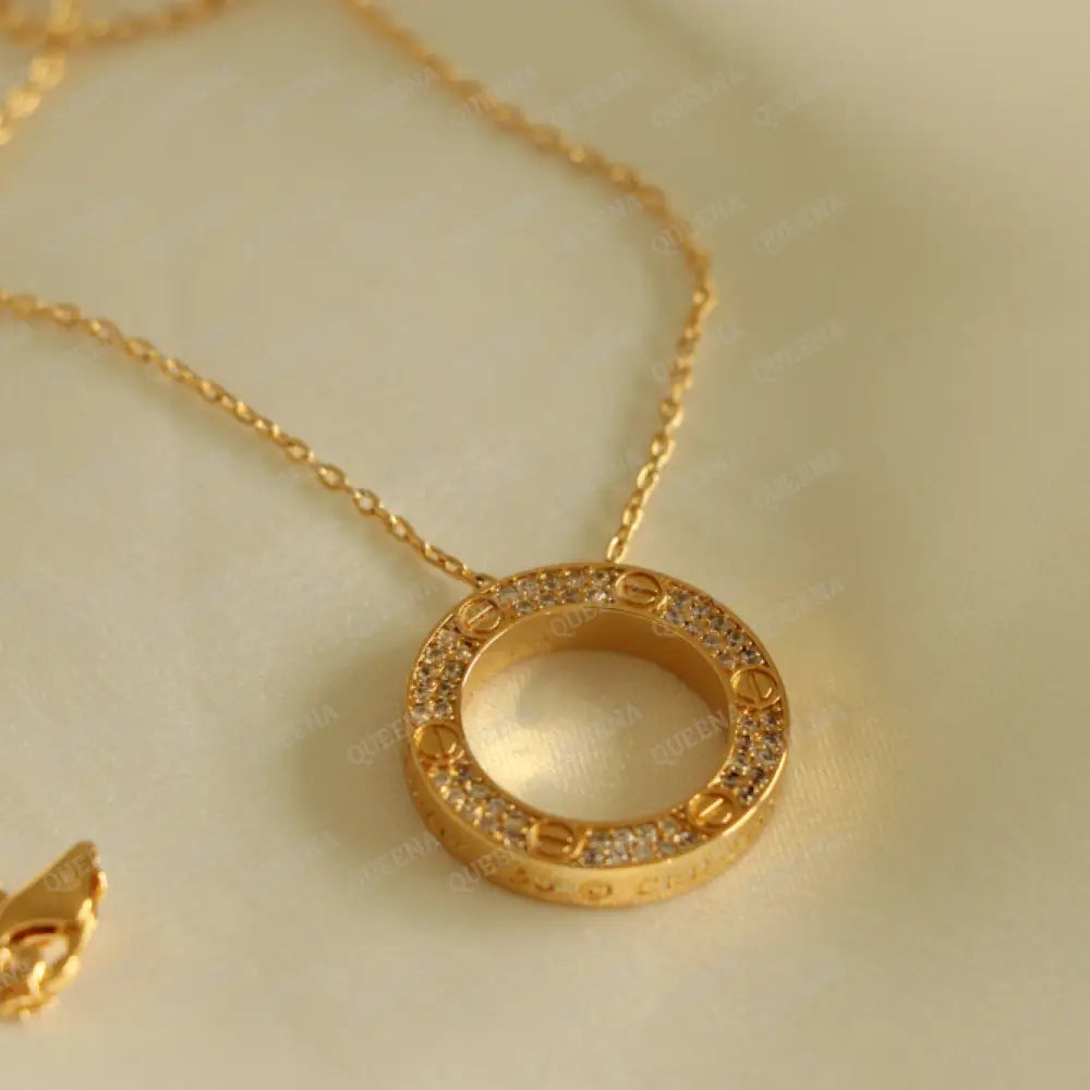 Trendy Iconic Love Circular Pendant Necklace With Zircon Necklaces