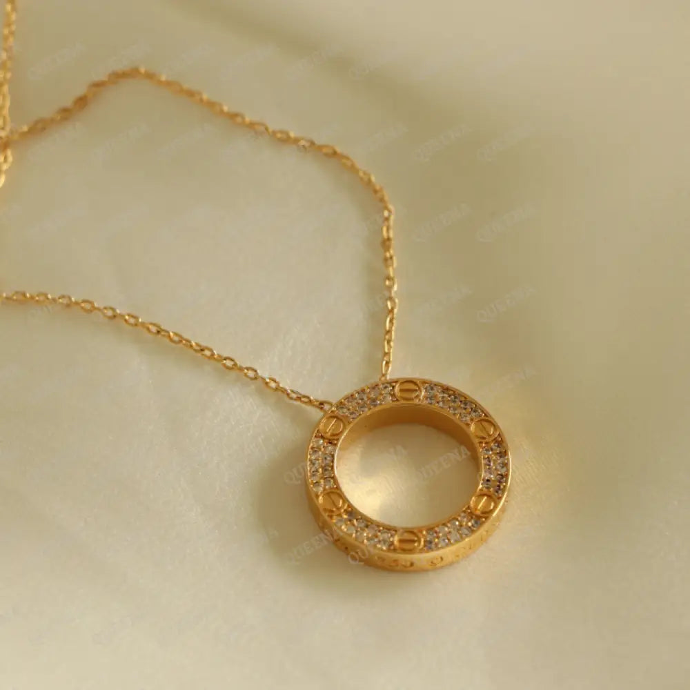 Trendy Iconic Love Circular Pendant Necklace With Zircon Necklaces