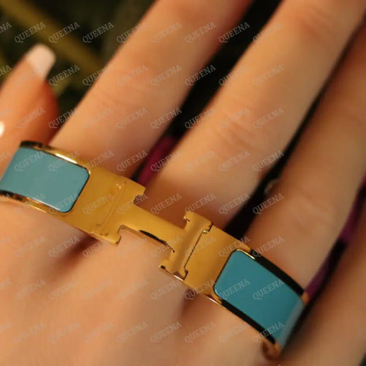 Trendy Turquoise Blue H Bangle Bracelet