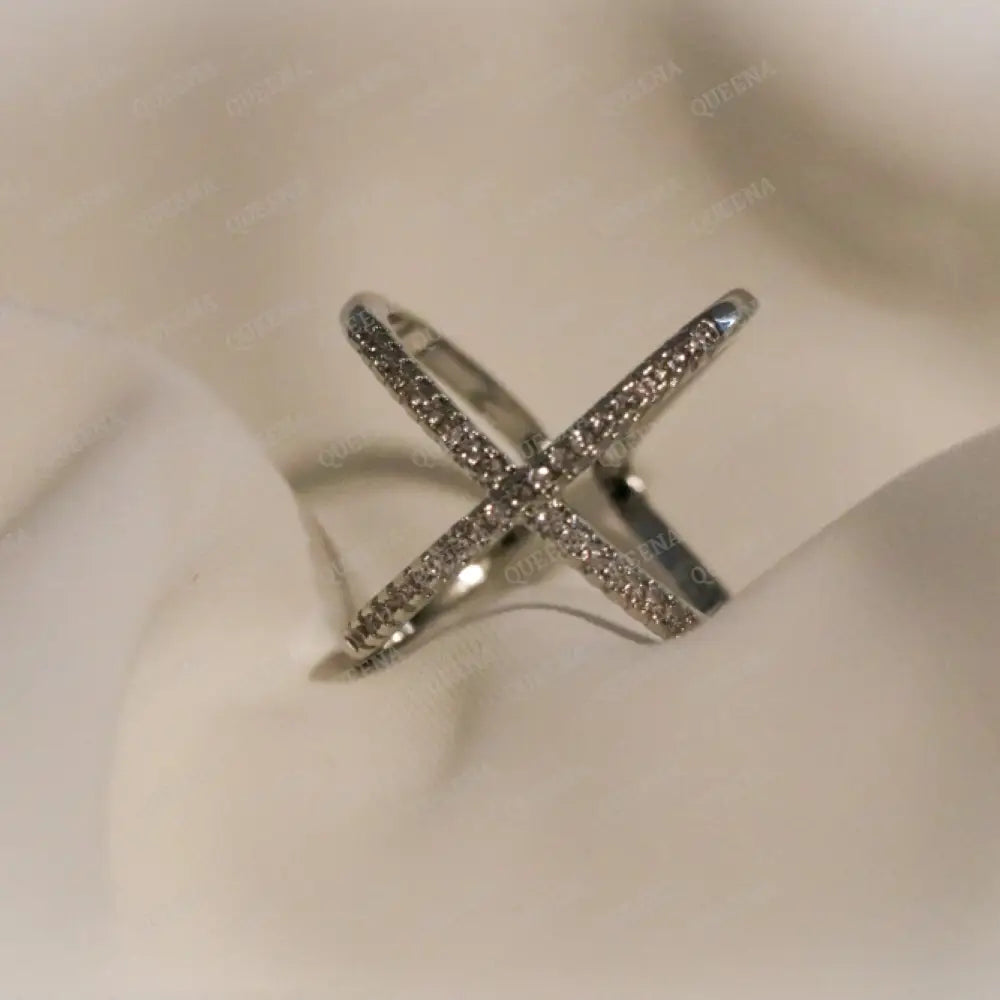 Trendy X Shape Zircon Open Free Size Ring - Adjustable Rings