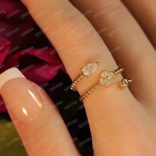 Triluxe Crystal Rose Ring - Adjustable (Free Size) Rings
