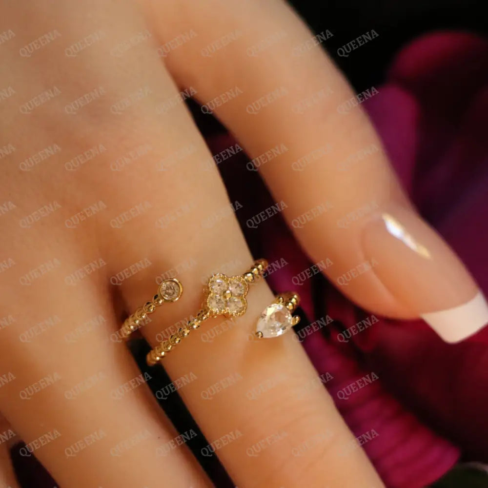 Triluxe Crystal Rose Ring - Adjustable (Free Size) Rings