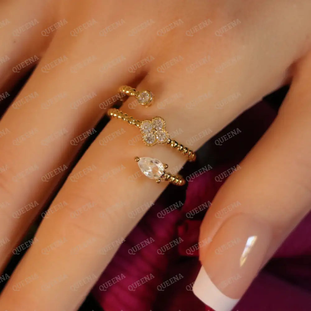 Triluxe Crystal Rose Ring - Adjustable (Free Size) Rings
