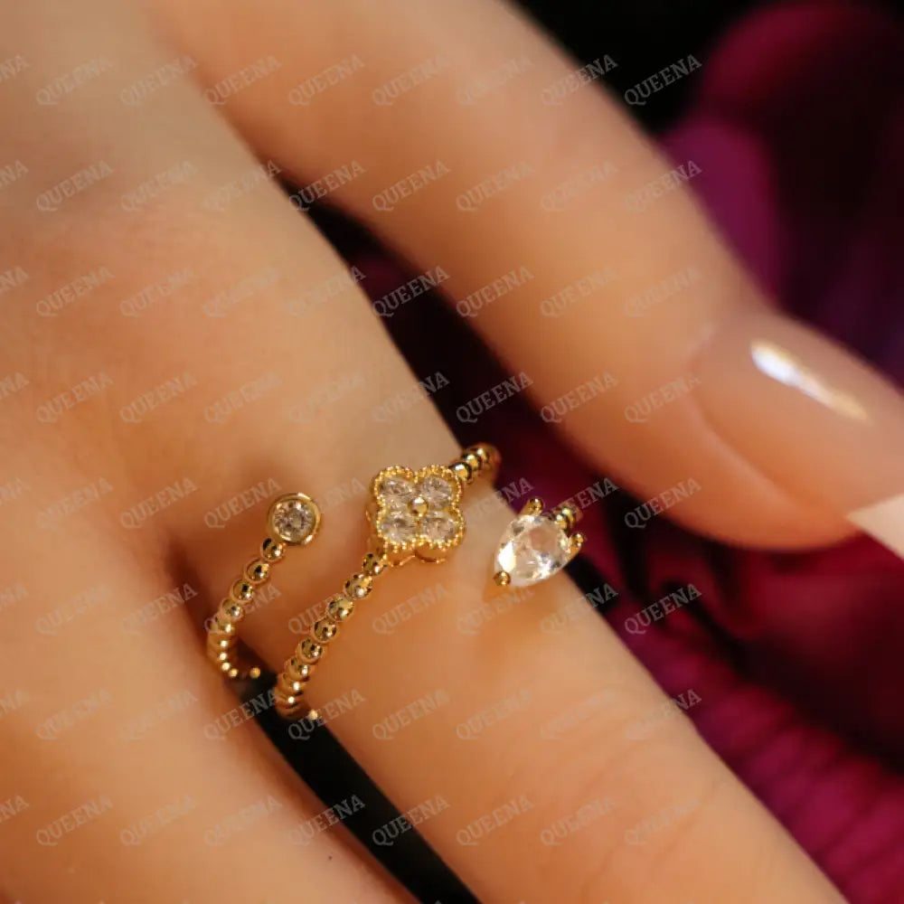 Triluxe Crystal Rose Ring - Adjustable (Free Size) Rings