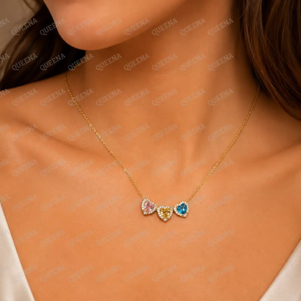 Trio Colorful Hearts Necklace - Necklaces