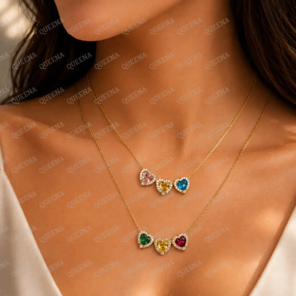 Trio Colorful Hearts Necklace - Necklaces