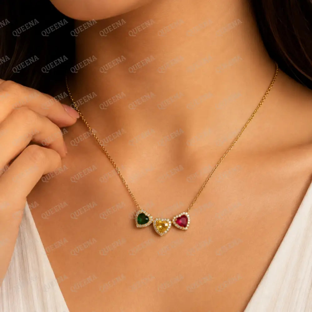 Trio Colorful Hearts Necklace - Necklaces