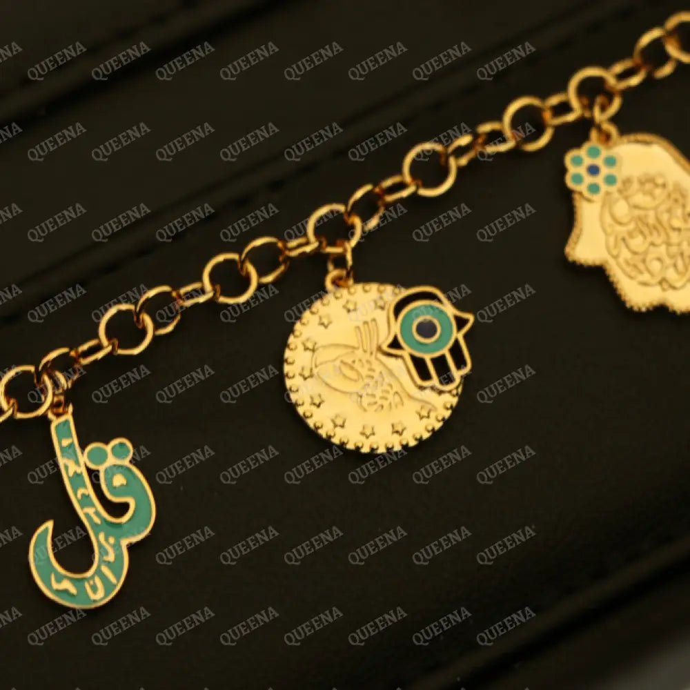 Two Tone Navy Blue & Turquoise Farfasha Bracelet Charms Chain Bracelet Bracelet