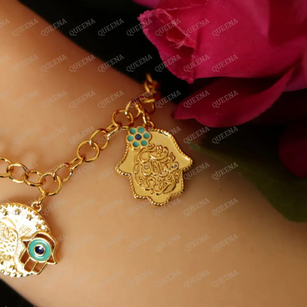 Two Tone Navy Blue & Turquoise Farfasha Bracelet Charms Chain Bracelet Bracelet
