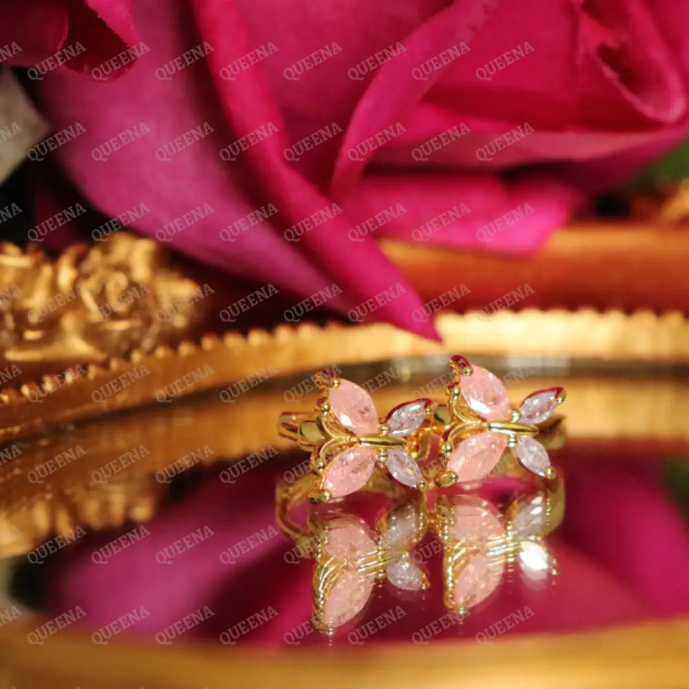 Violeta Pink Butterfly Crystal Hoop Earrings Earrings