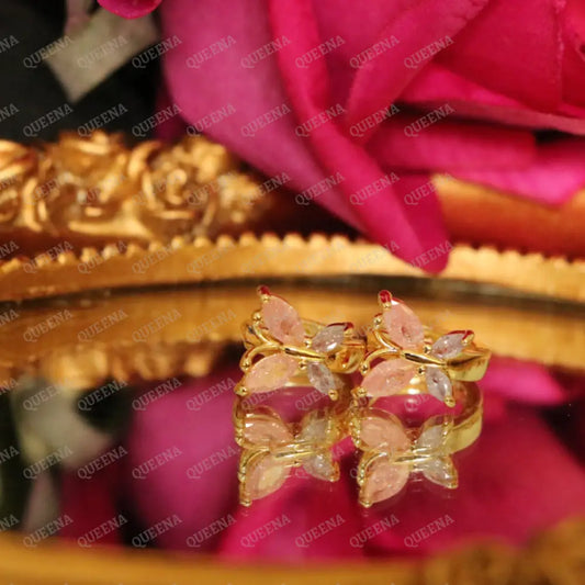 Violeta Pink Butterfly Crystal Hoop Earrings Earrings