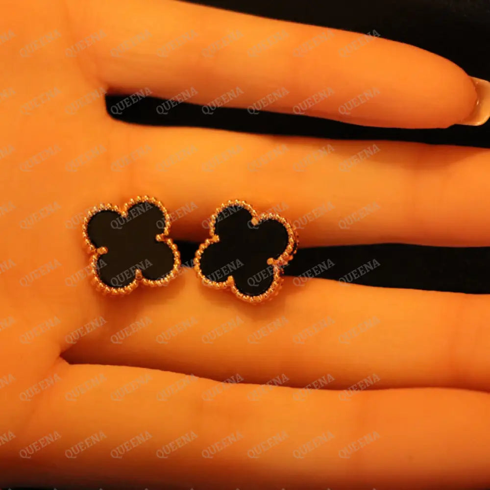 White / Black Clover Earrings earrings