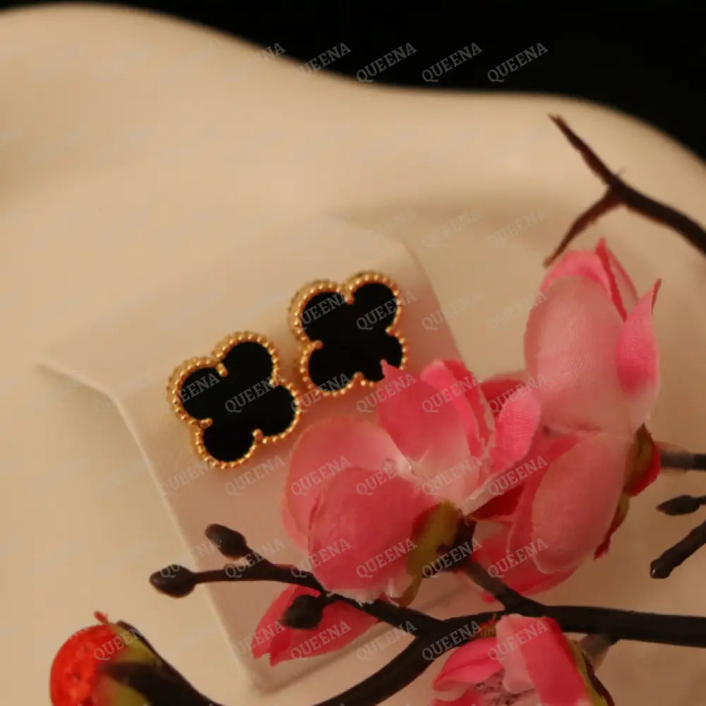 White / Black Clover Earrings earrings