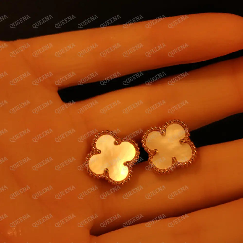 White / Black Clover Earrings earrings