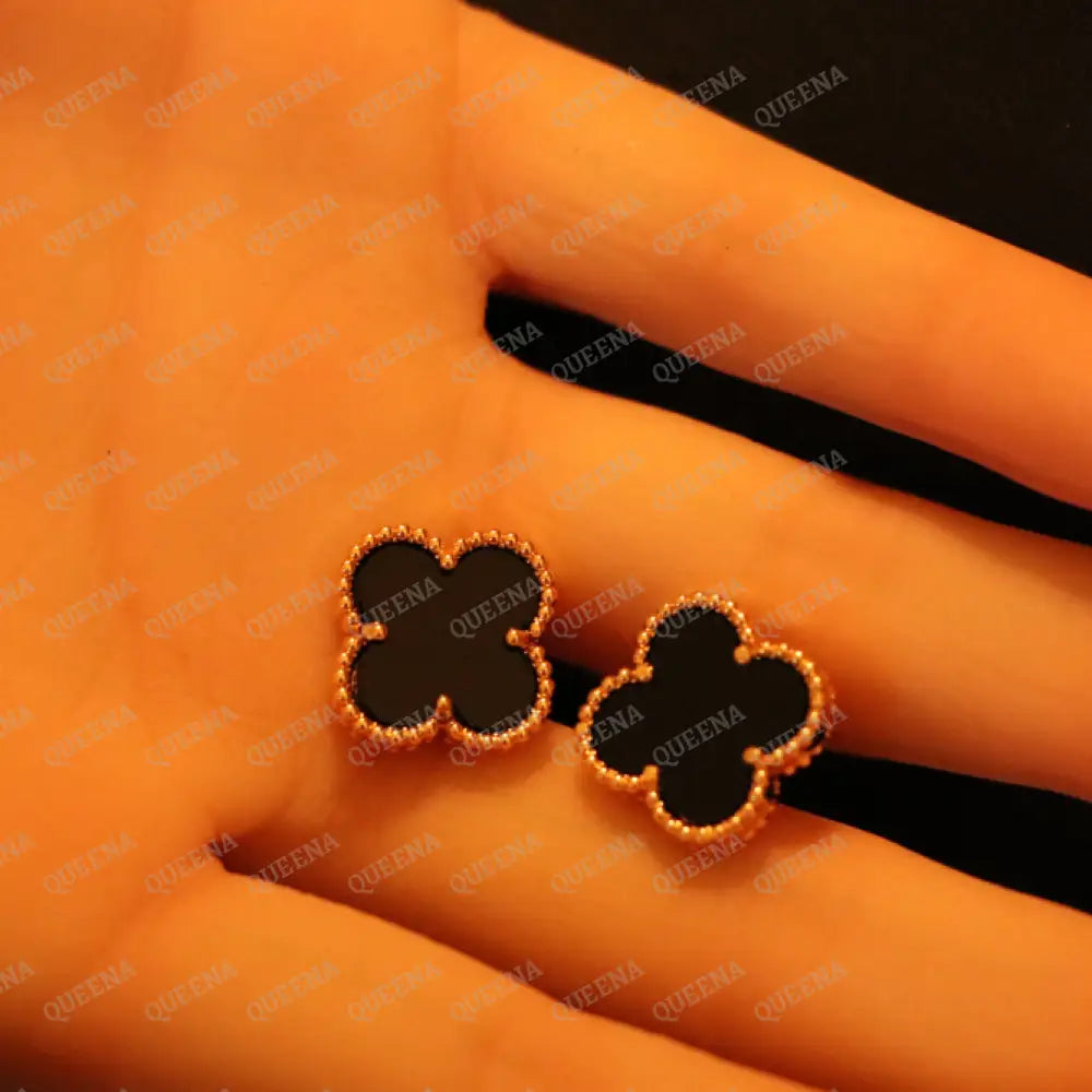 White / Black Clover Earrings earrings