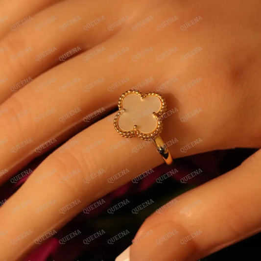 White Clover Free Size Ring - Adjustable - Rings