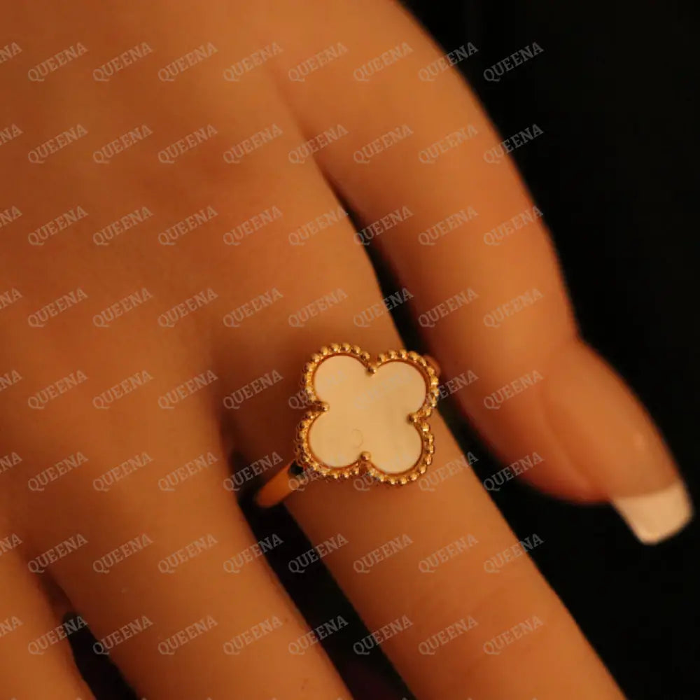 White Clover Free Size Ring - Adjustable - Rings