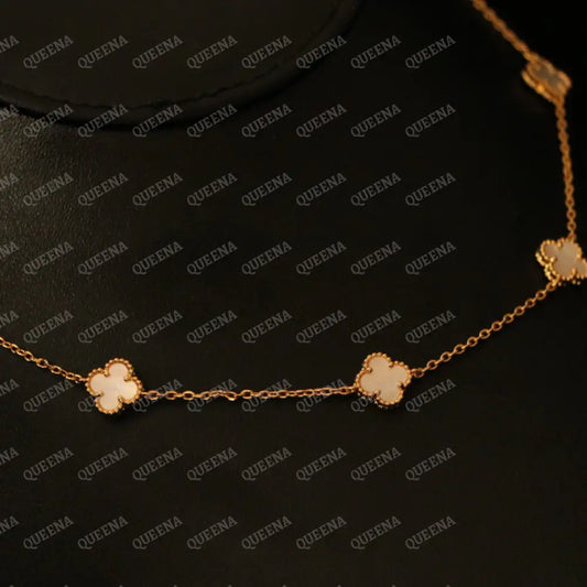 White Mini Clovers Choker Necklace Necklaces