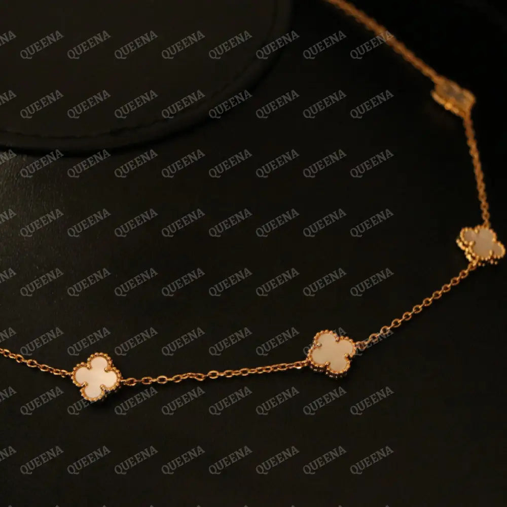 White Mini Clovers Choker Necklace Necklaces